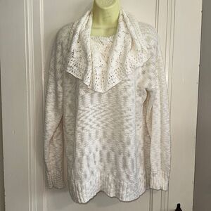 Lulu-B white acrylic loose slouchy cowl neck sweater